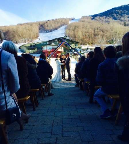 Homade Ski Arbor, bride in Ski Boots! 